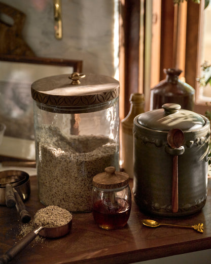 Beckett Carved Wood Canister