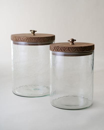 Beckett Carved Wood Canister