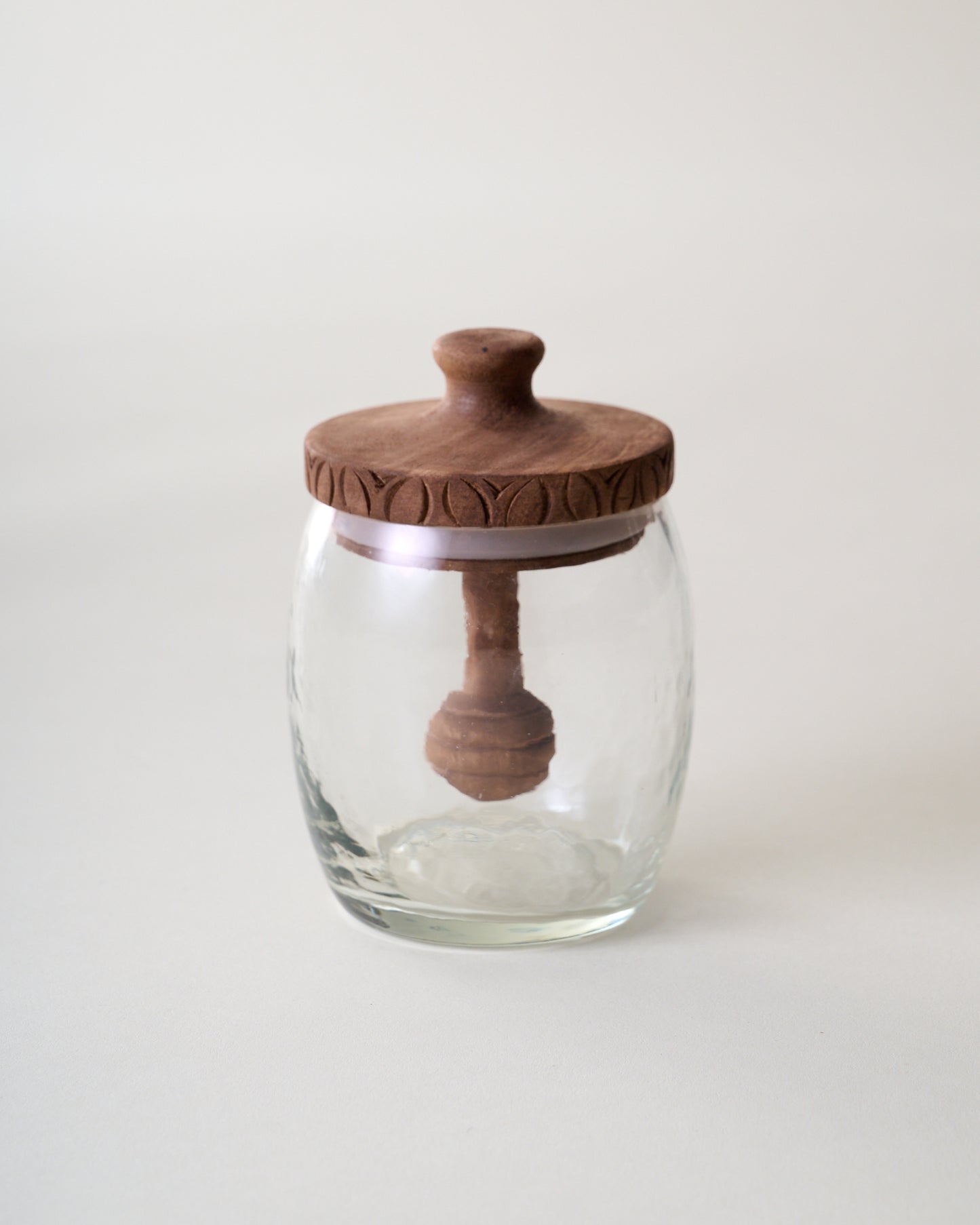 Beckett Carved Wood Honey Jar