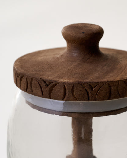 Beckett Carved Wood Honey Jar