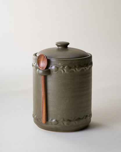 Emilie Dark Olive Canister + Scoop Large