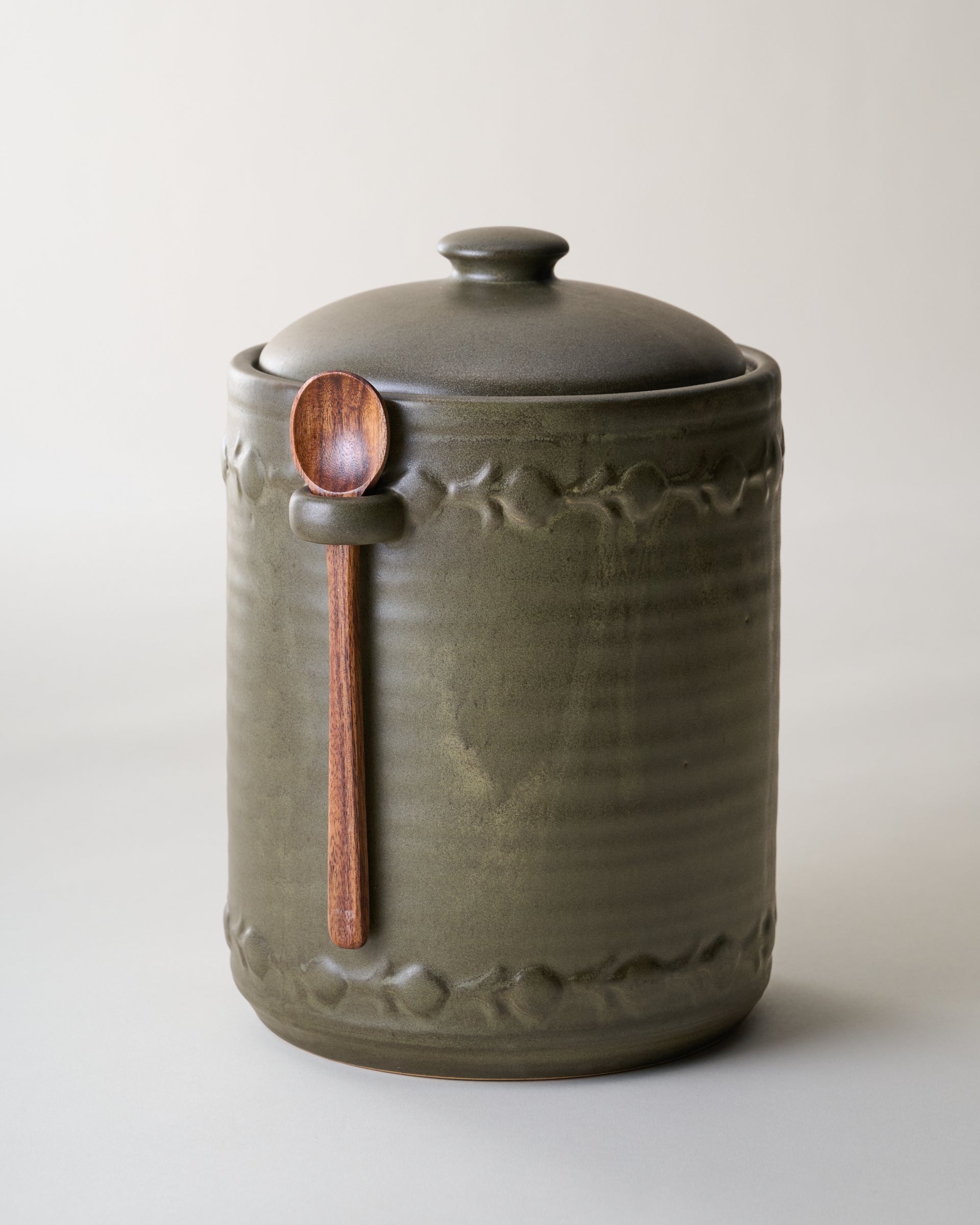 Emilie Dark Olive Canister + Scoop Small