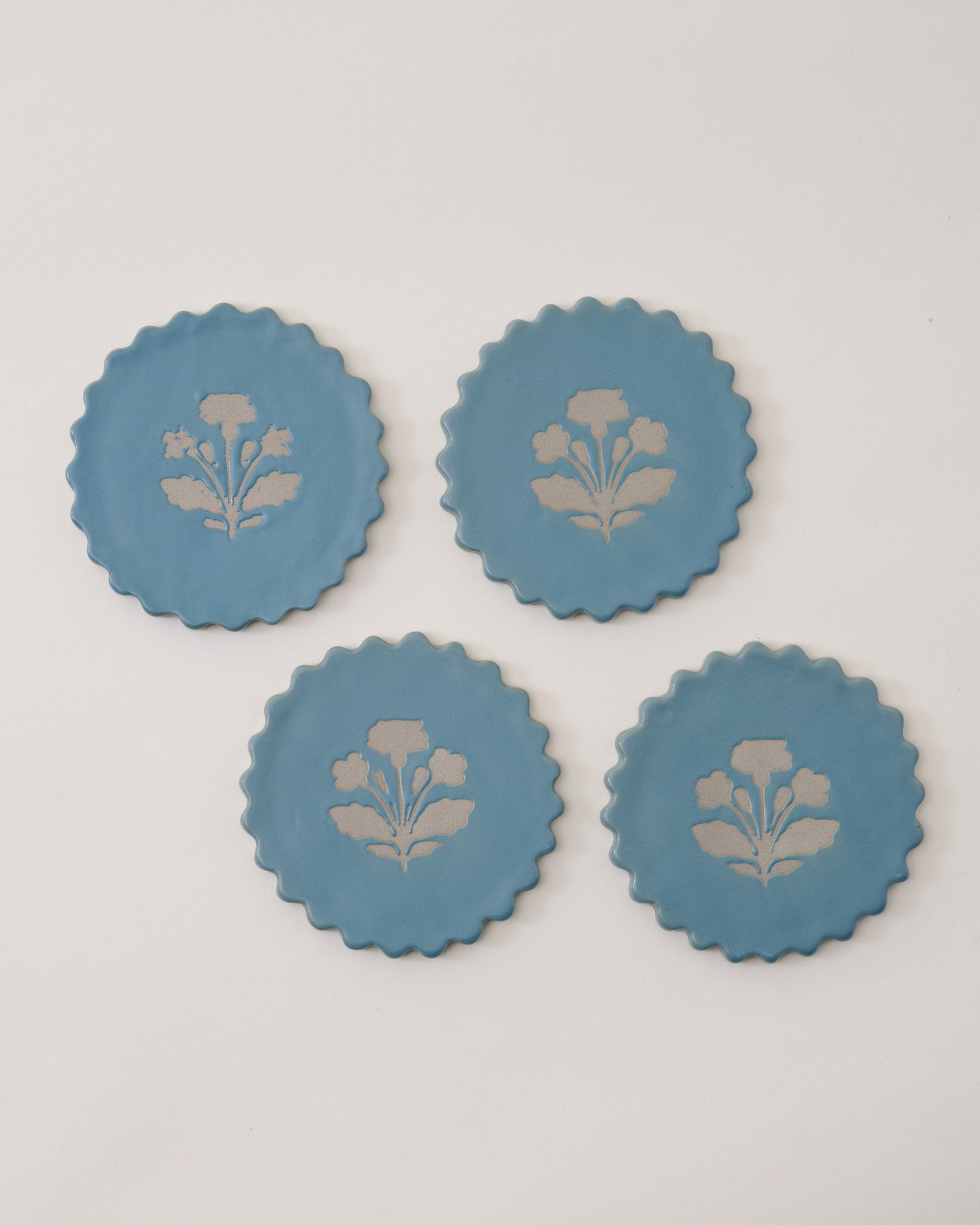 Micro-Scallop Floral Coaster Set of Four