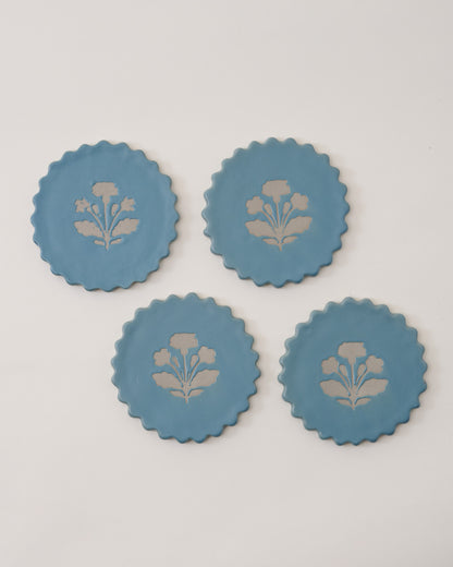 Micro-Scallop Floral Coaster Set of Four