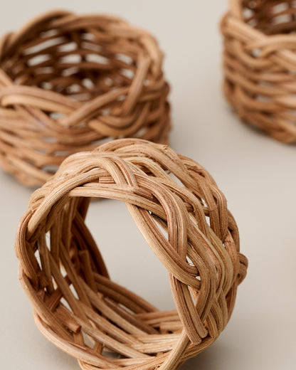Rattan Napkin Rings, Set of 4 close up