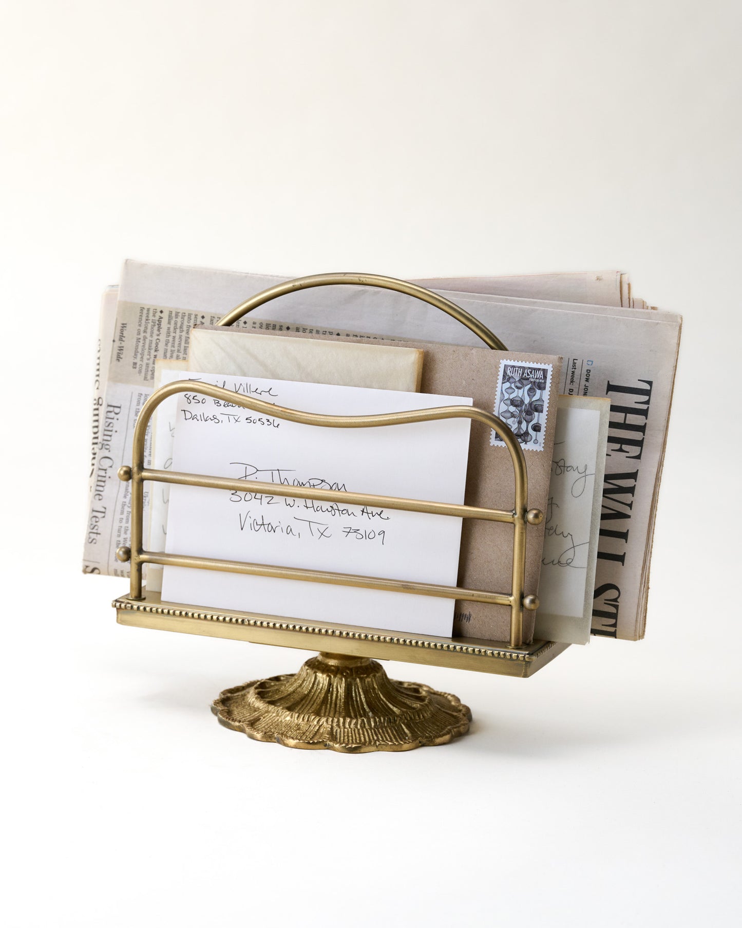 Antique Inspired Brass Mail Holder