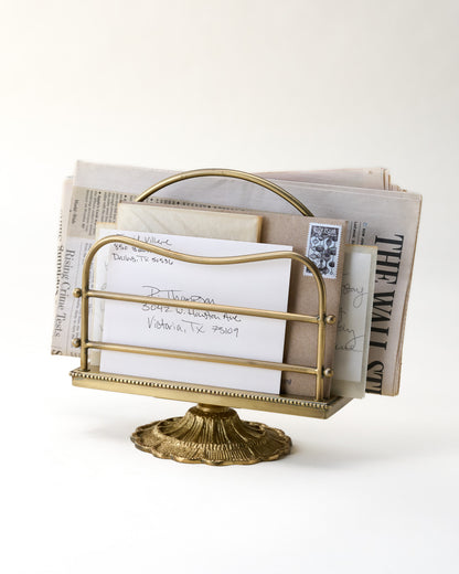 Antique Inspired Brass Mail Holder
