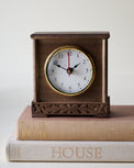 Antiqued Carved Wood Mantel Clock
