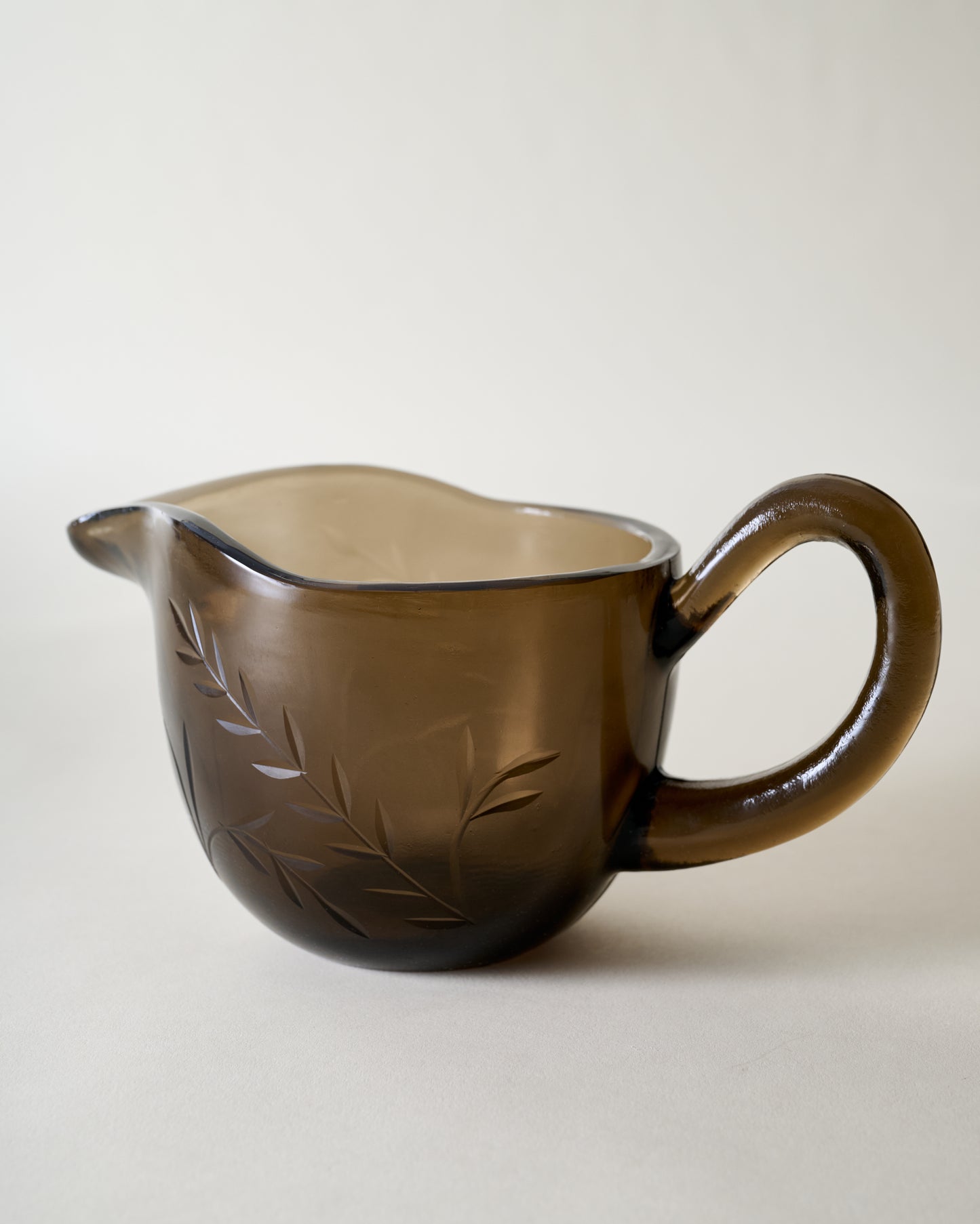 Brown Etched Glass Gravy Boat