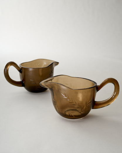 Brown Etched Glass Gravy Boat