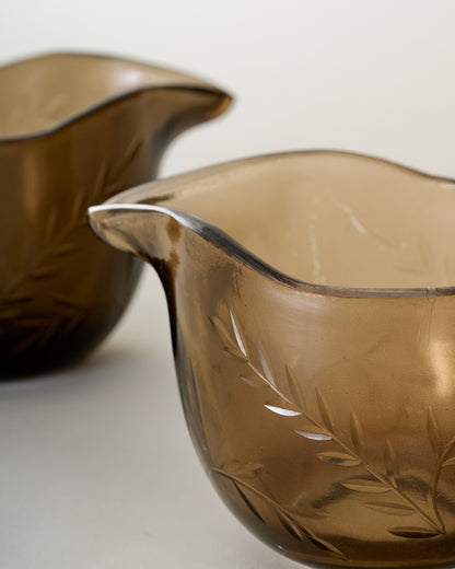 Brown Etched Glass Gravy Boat