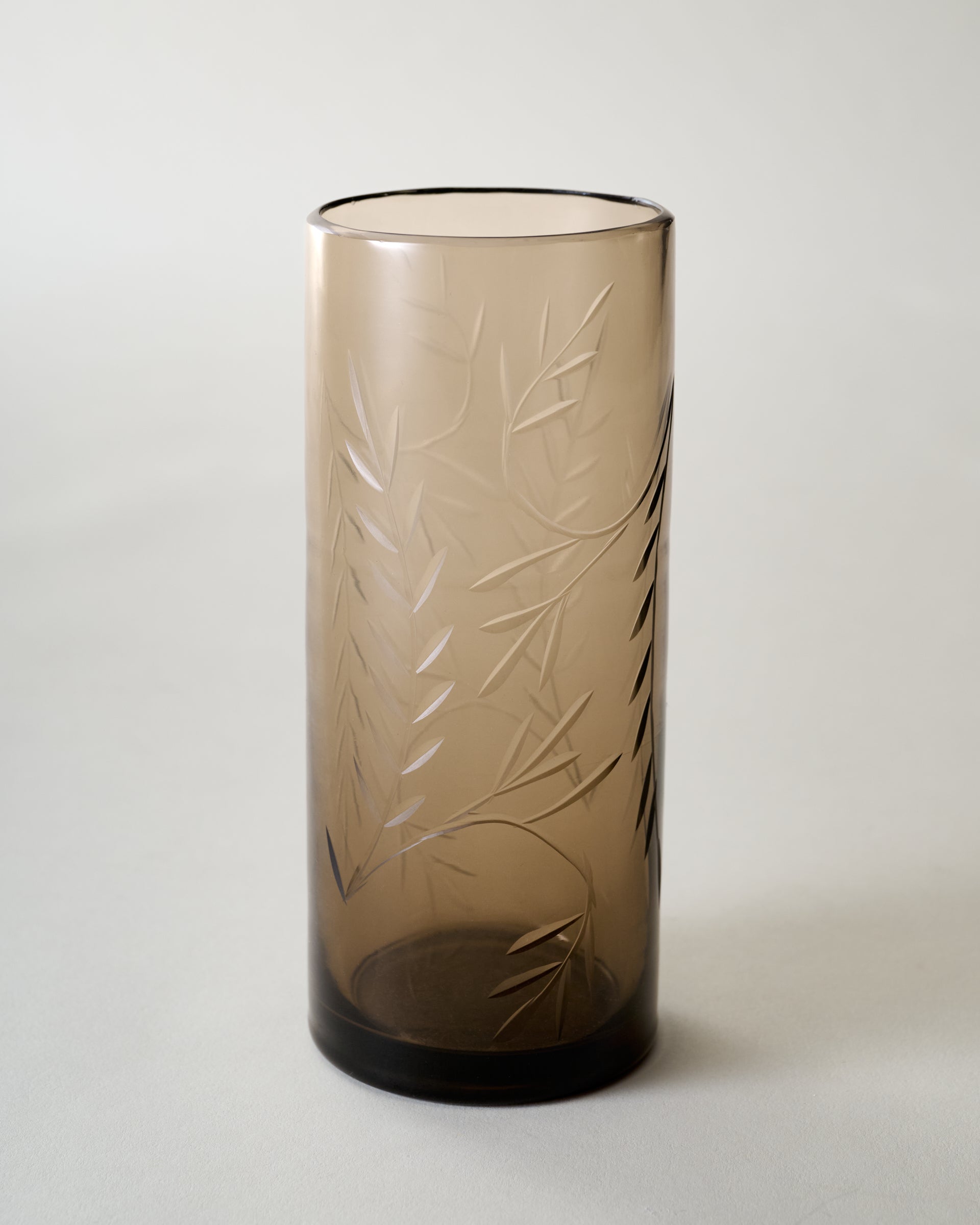 Recycled Etched Glass Tumbler, Brown Large