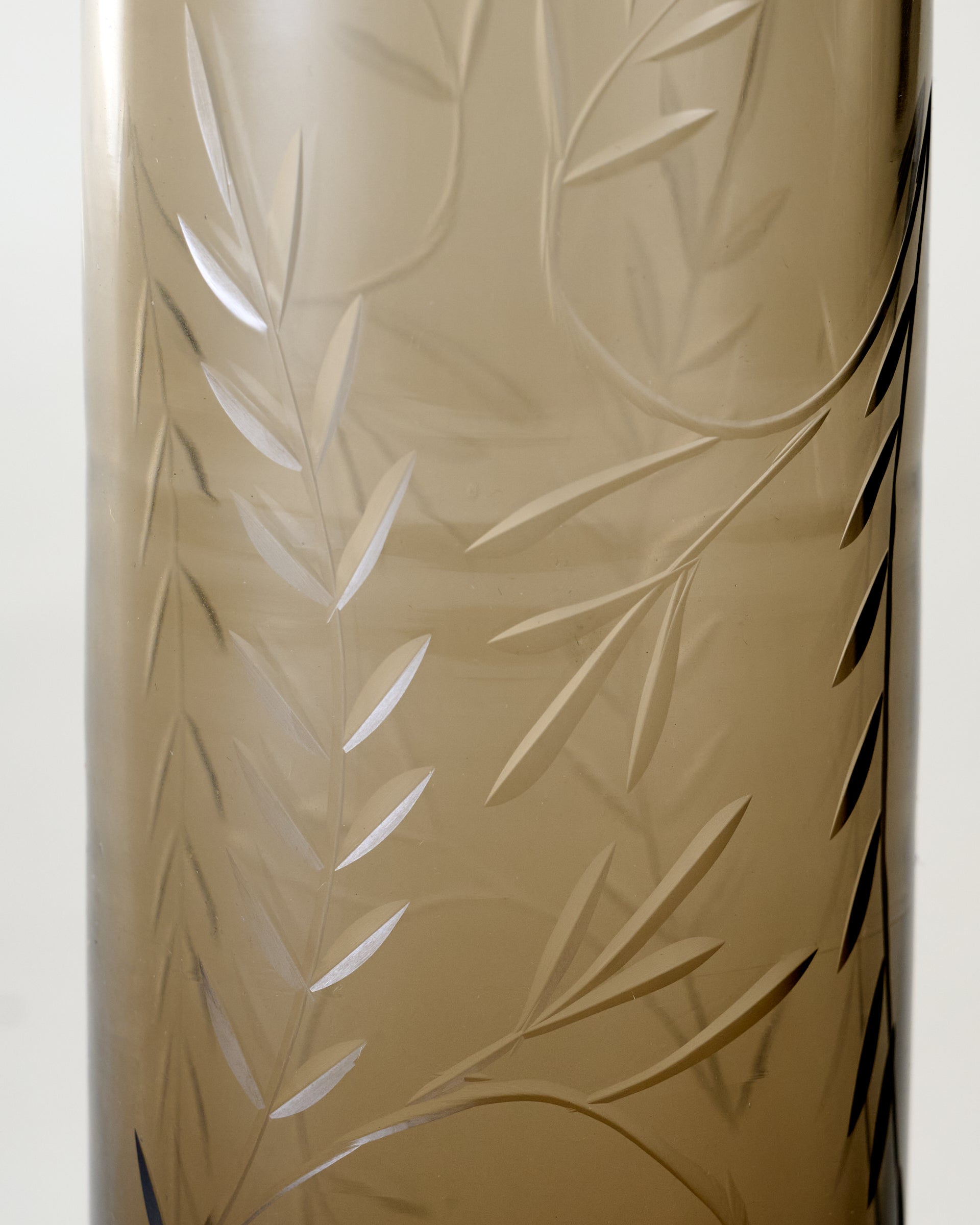 Recycled Etched Glass Tumbler, Brown Large close up