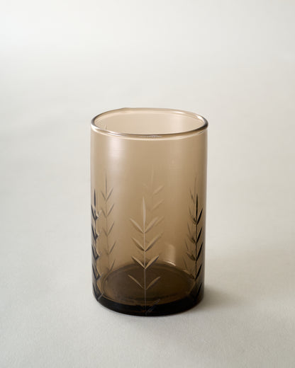 Recycled Etched Glass Tumbler, Brown Small