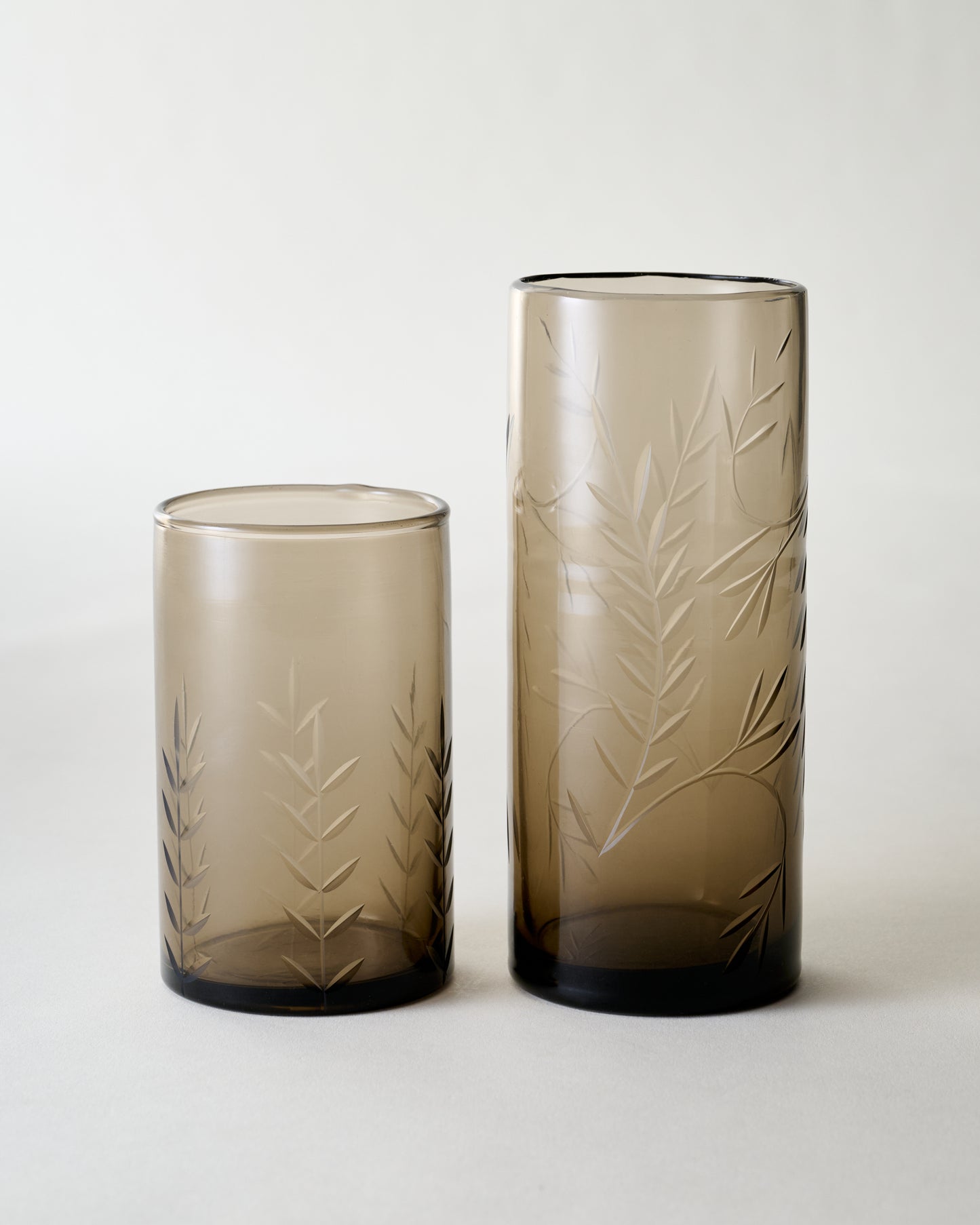 Recycled Etched Glass Tumbler, Brown