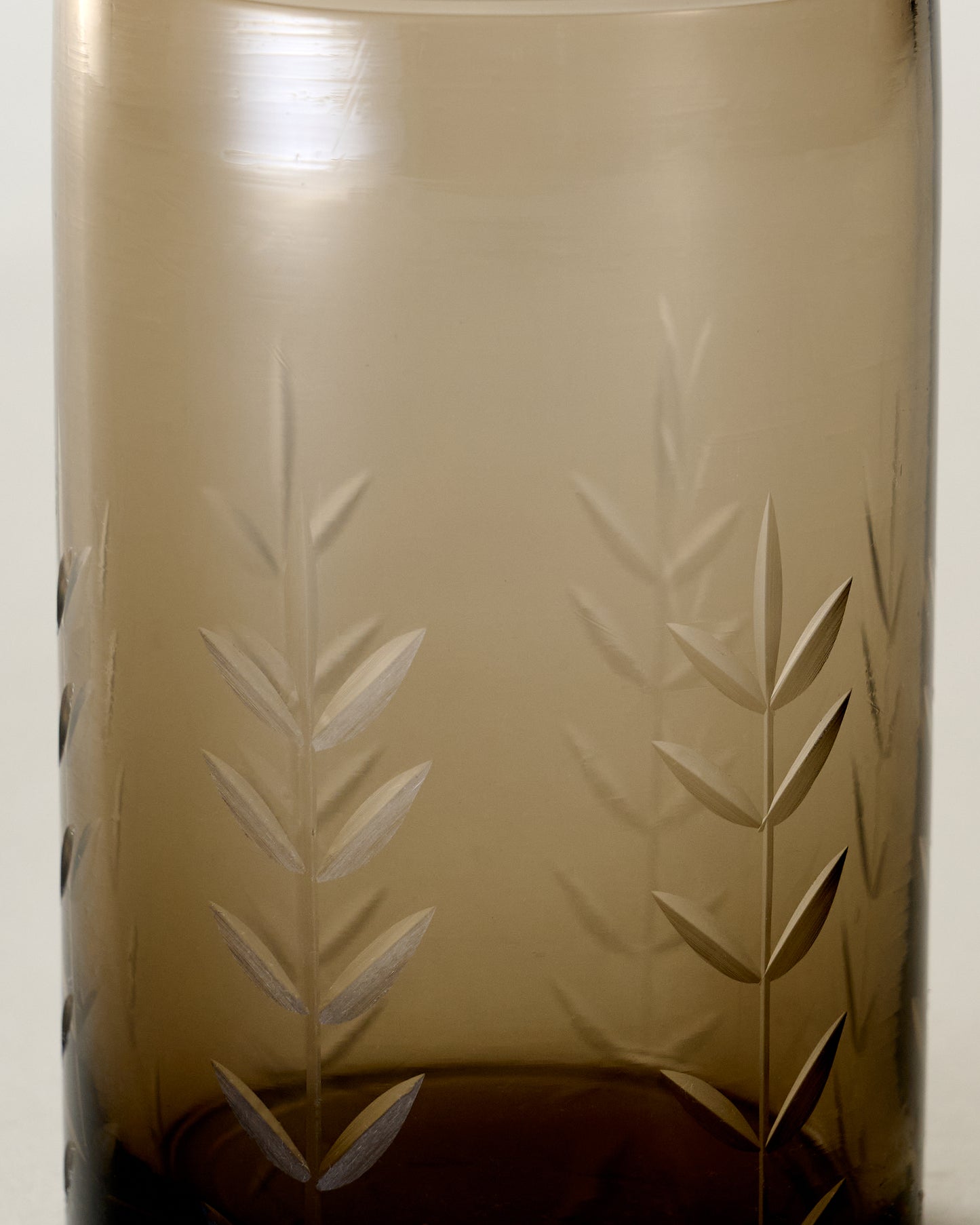 Recycled Etched Glass Tumbler, Brown Small close up