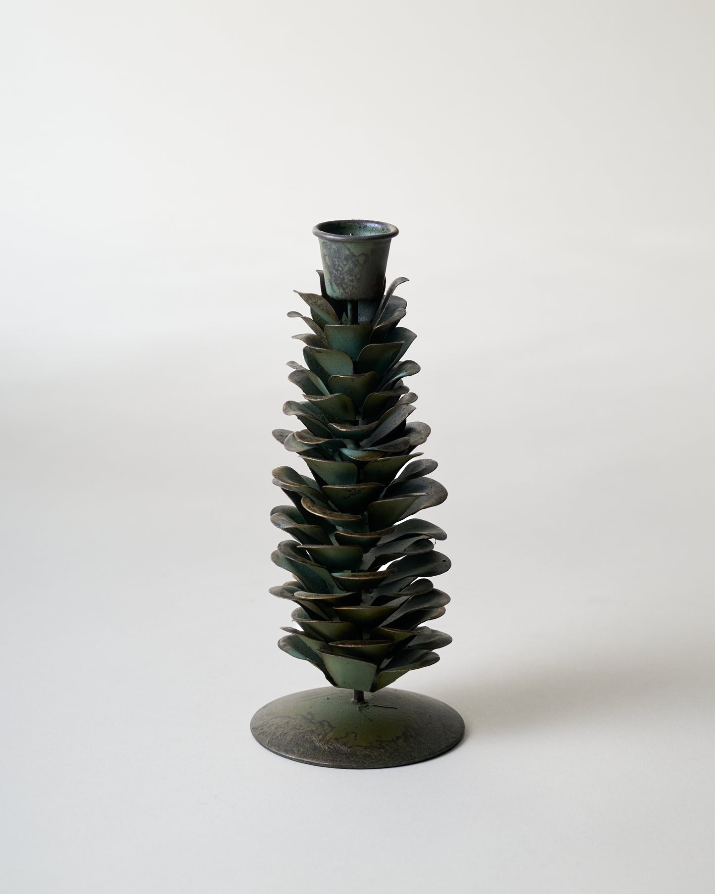 Patina Metal Pinecone Taper Holder