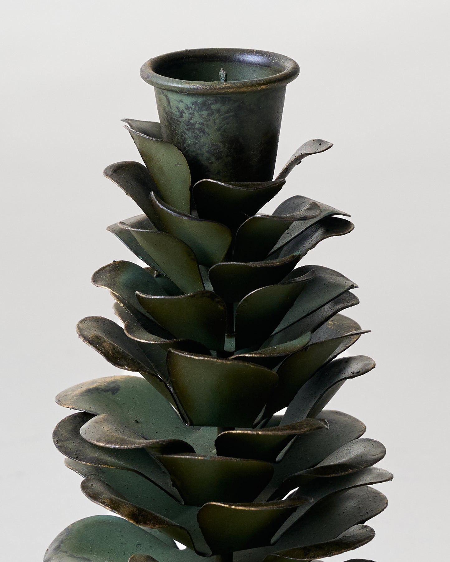 Patina Metal Pinecone Taper Holder