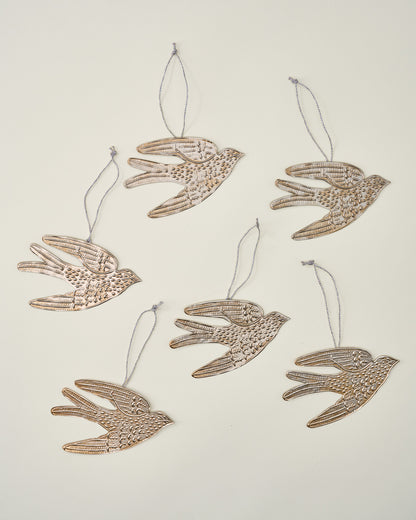 Pressed Metal Dove Ornament, Set of 6