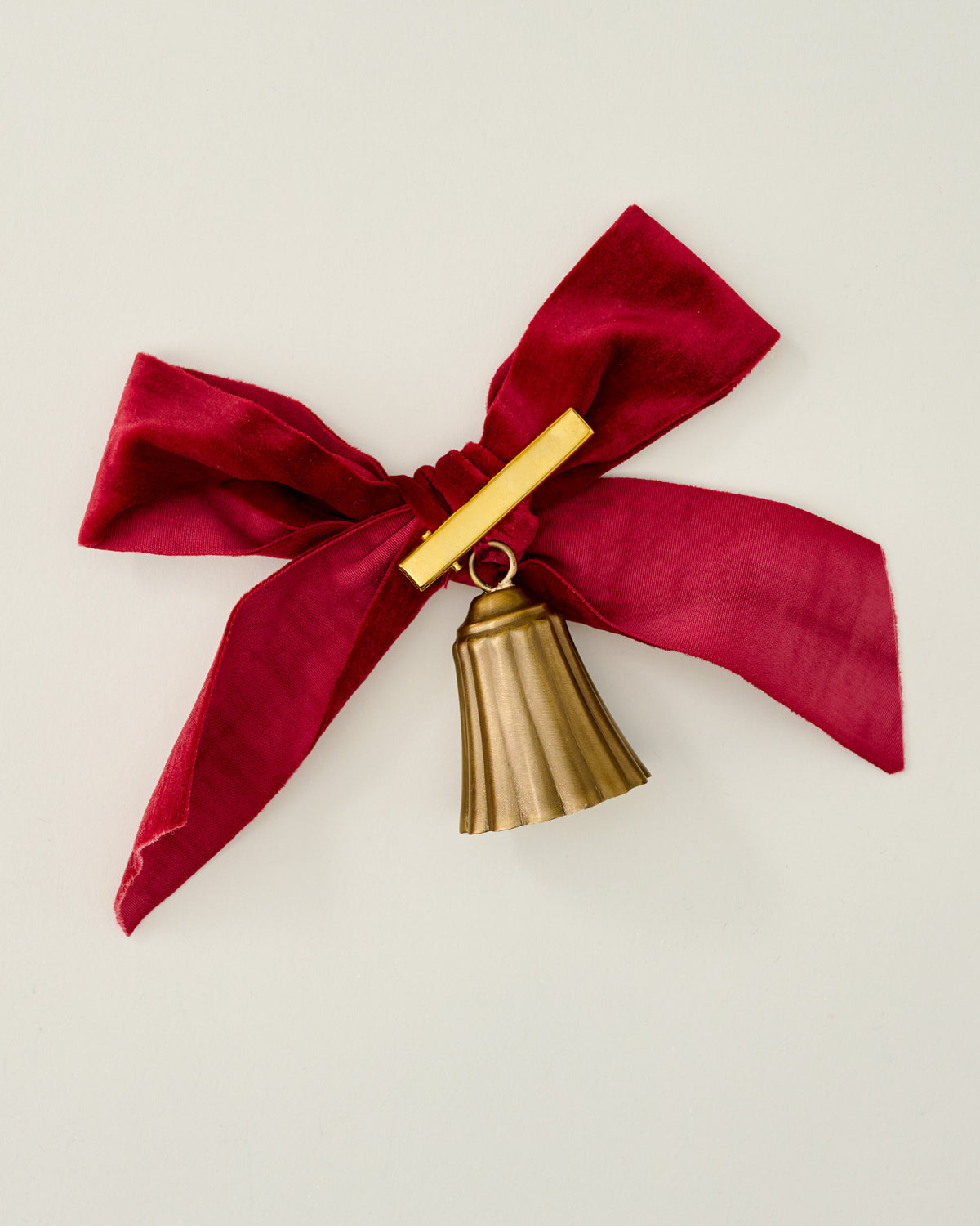 Velvet Bow with Bell Ornaments, Set of 6