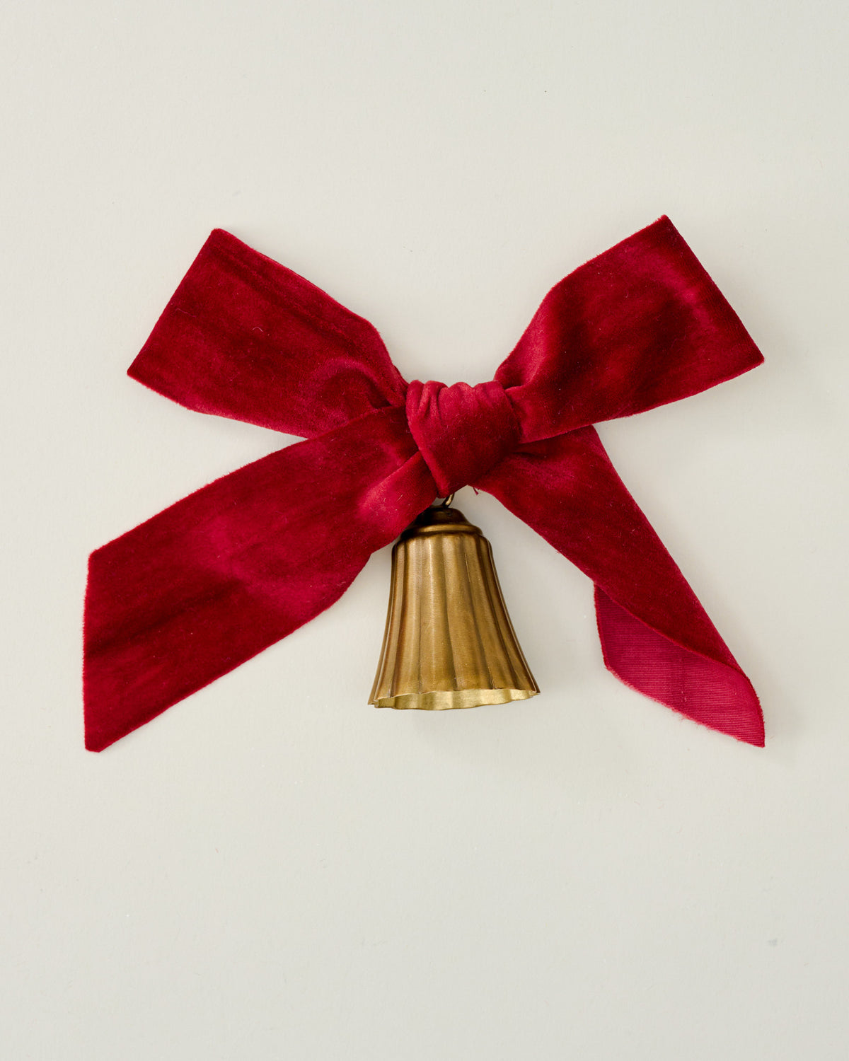 Velvet Bow with Bell Ornaments, Set of 6