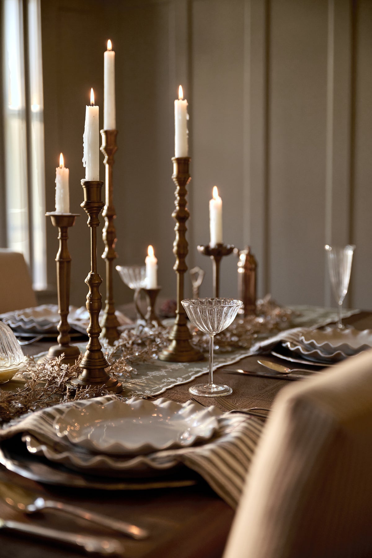 Fluted Coupe Glass on a table