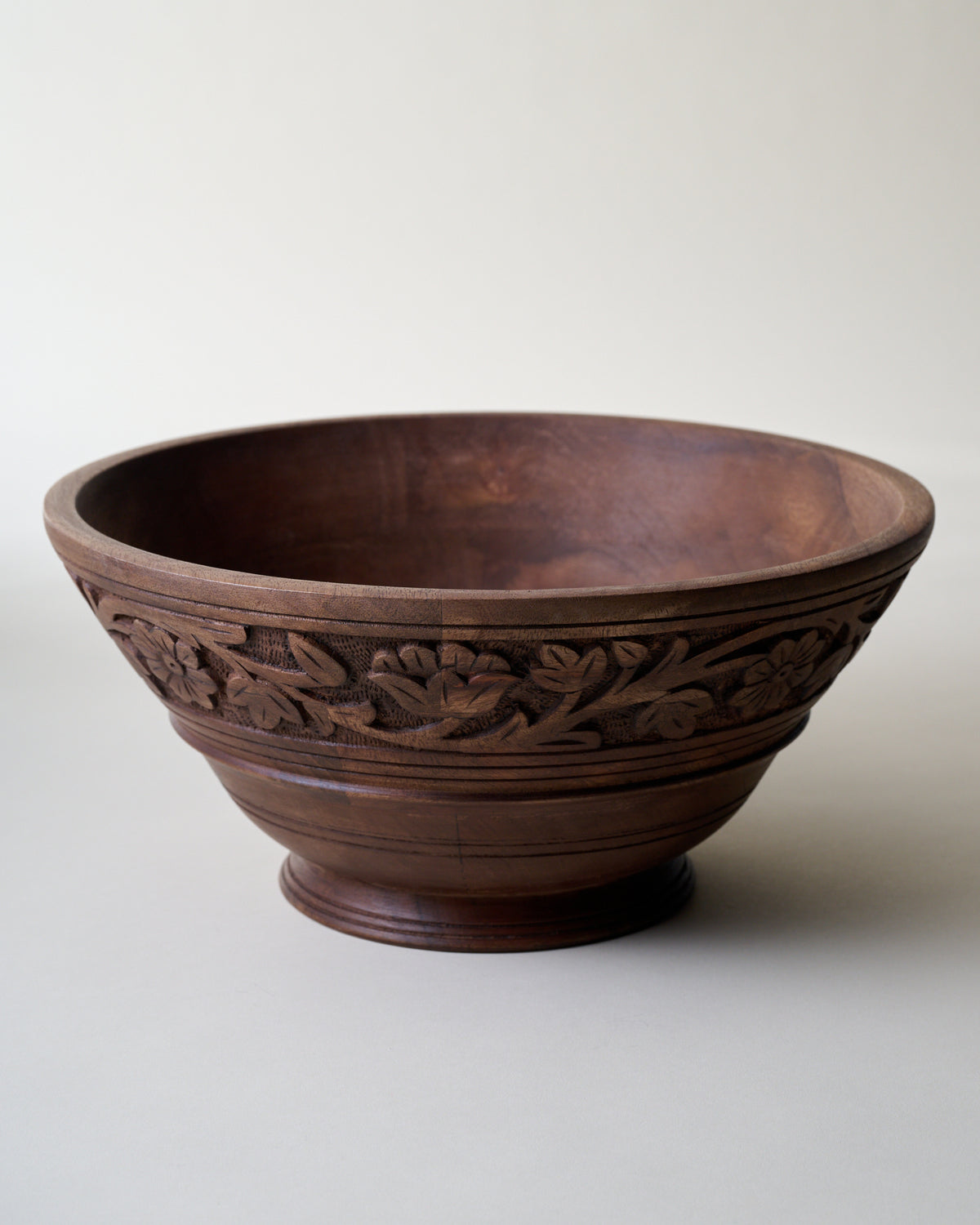 Oversized Hand-Carved Wood Bowl