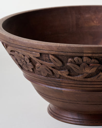 Oversized Hand-Carved Wood Bowl