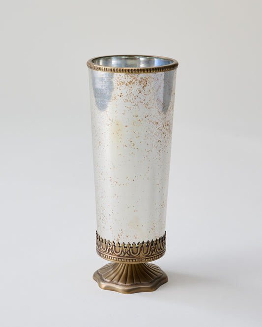 Scalloped Brass and Mercury Glass Vessel