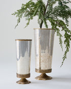 Scalloped Brass and Mercury Glass Vessel