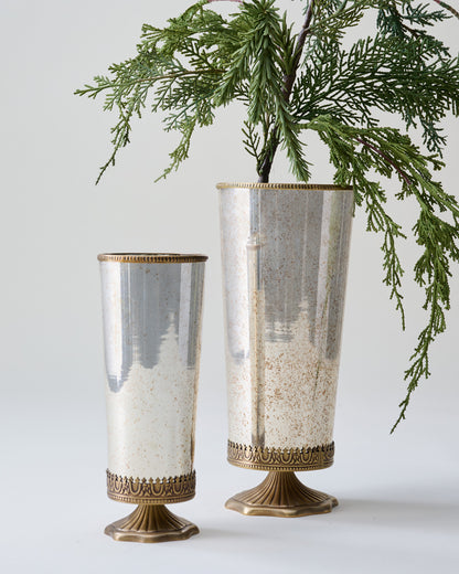 Scalloped Brass and Mercury Glass Vessel