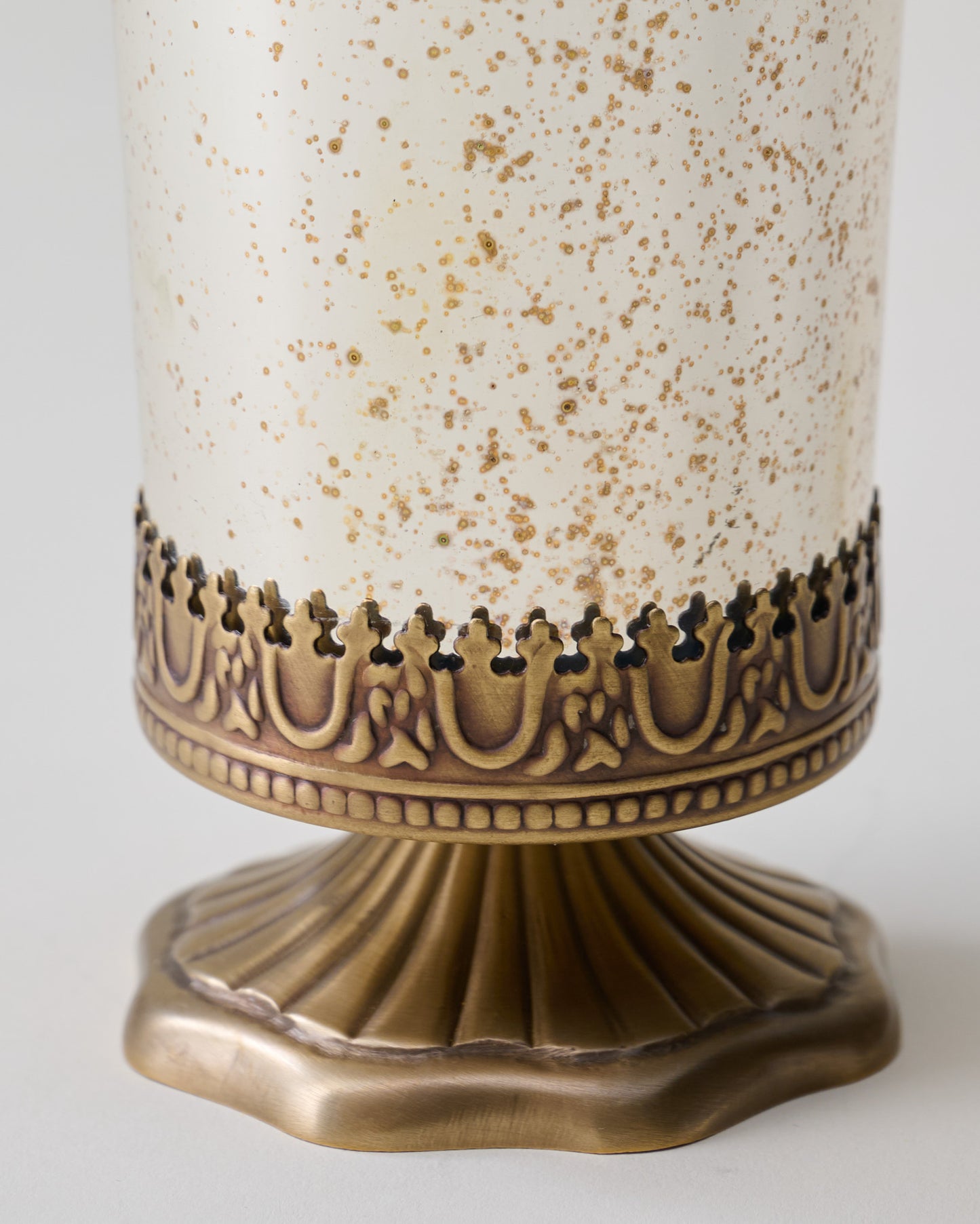 Scalloped Brass and Mercury Glass Vessel