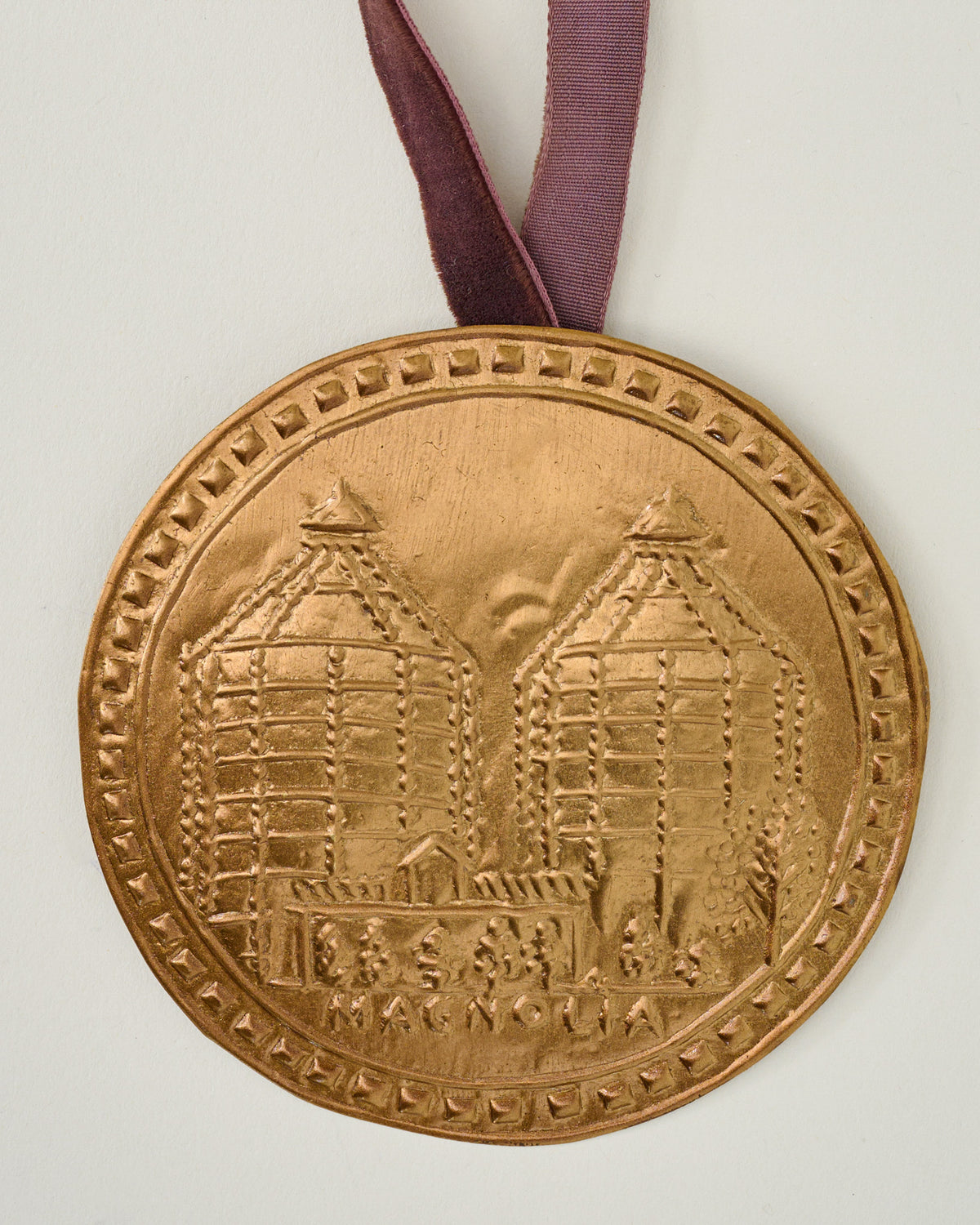 Solid Brass Pressed Silos Ornament close up