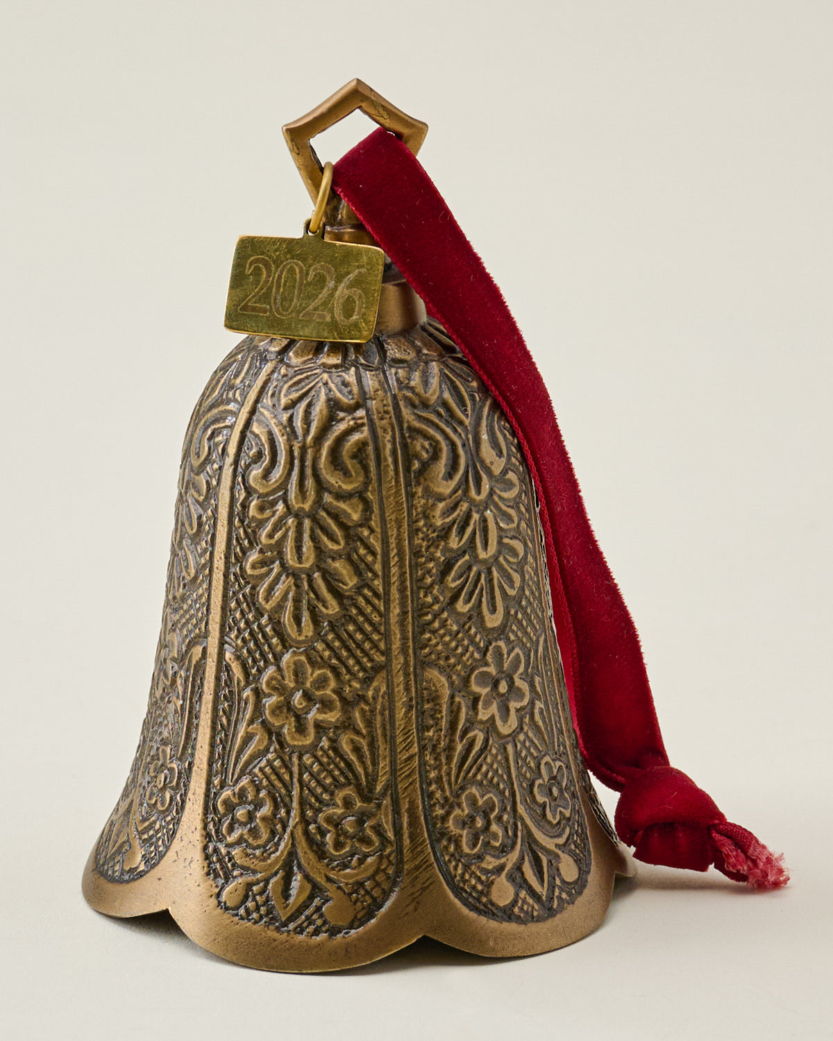 Antique Brass Floral Bell Ornament