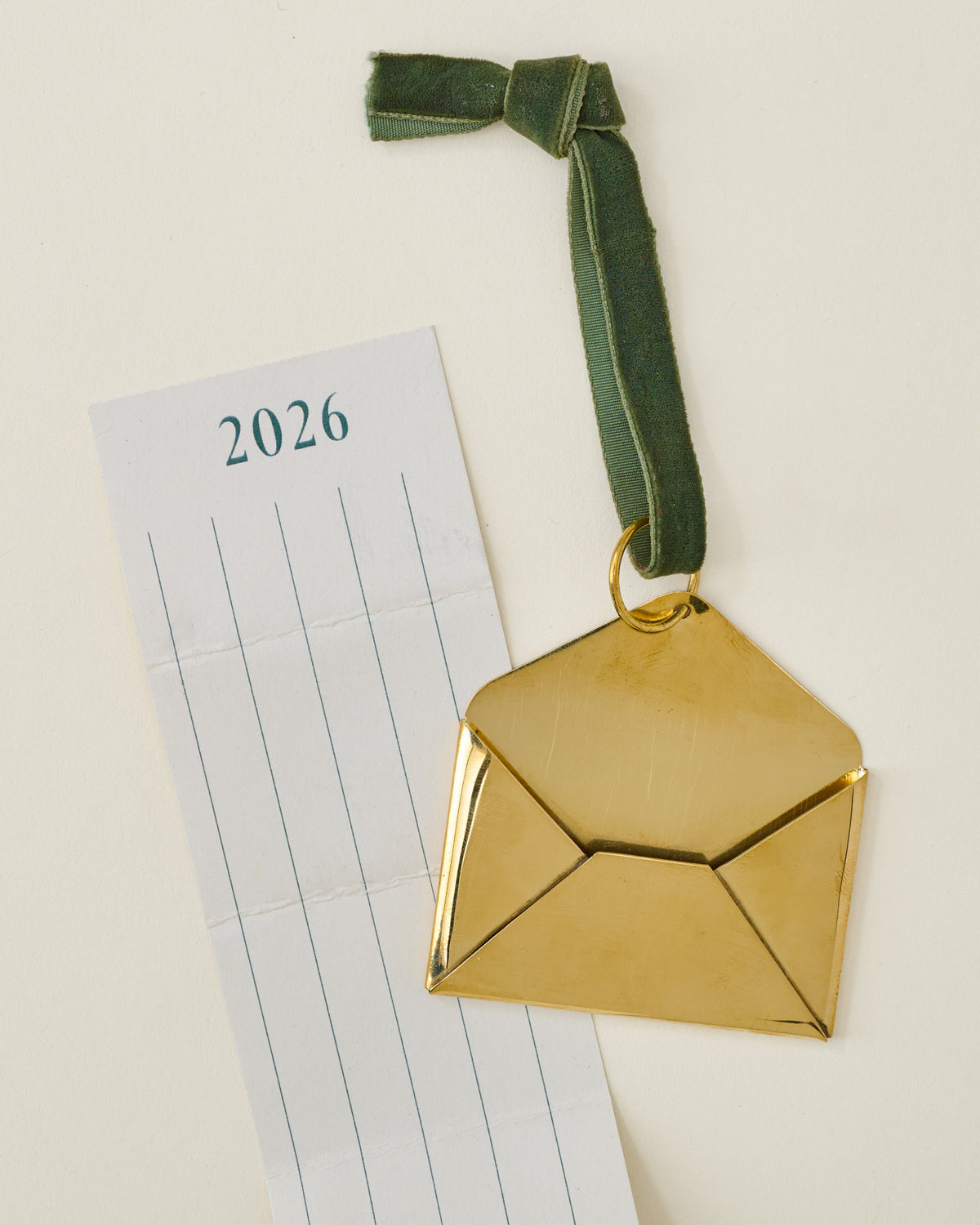 2026 Magnolia Solid Brass Keepsake Envelope Ornament