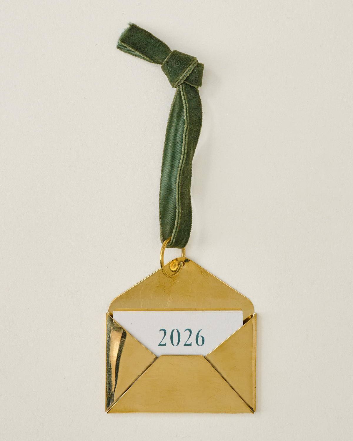 2026 Magnolia Solid Brass Keepsake Envelope Ornament