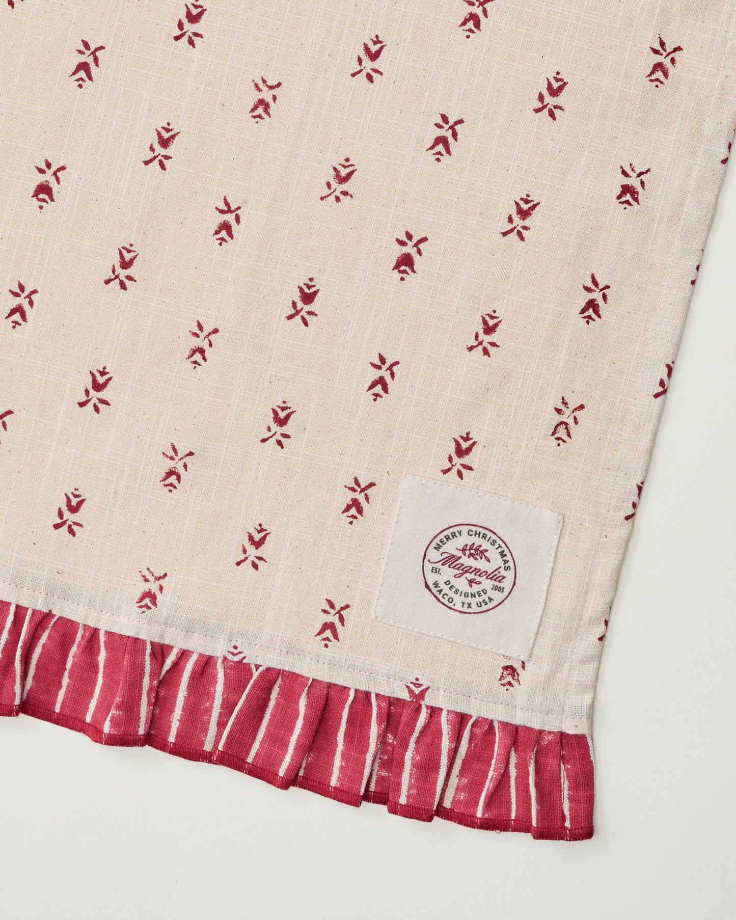 Tulip Block Print Tea Towel close up