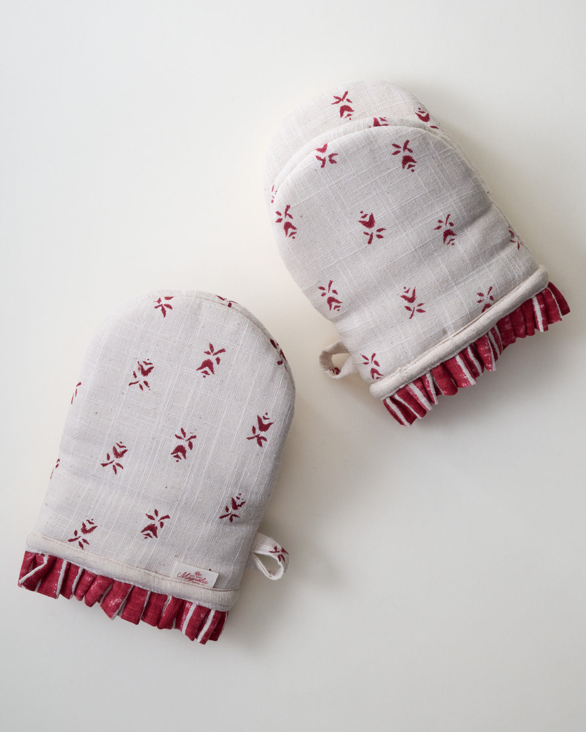 Tulip Block Print Oven Mitt Set of Two
