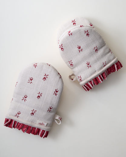 Tulip Block Print Oven Mitt Set of Two