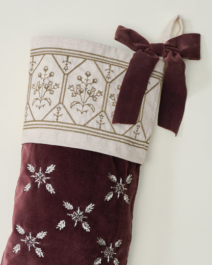 Noella Hand-Beaded Velvet Stocking