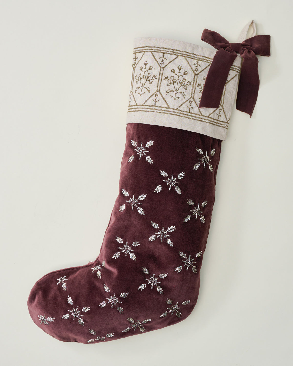 Noella Hand-Beaded Velvet Stocking