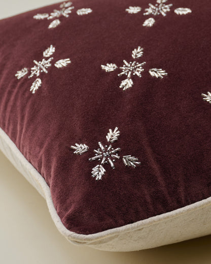 Noella Hand-Beaded Velvet Lumbar Pillow close up