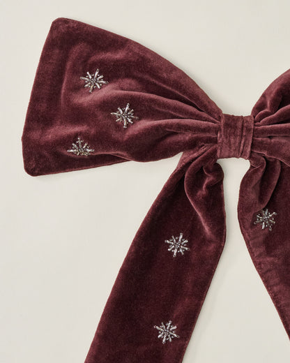 Noella Hand-Beaded Velvet Bow Tree Topper