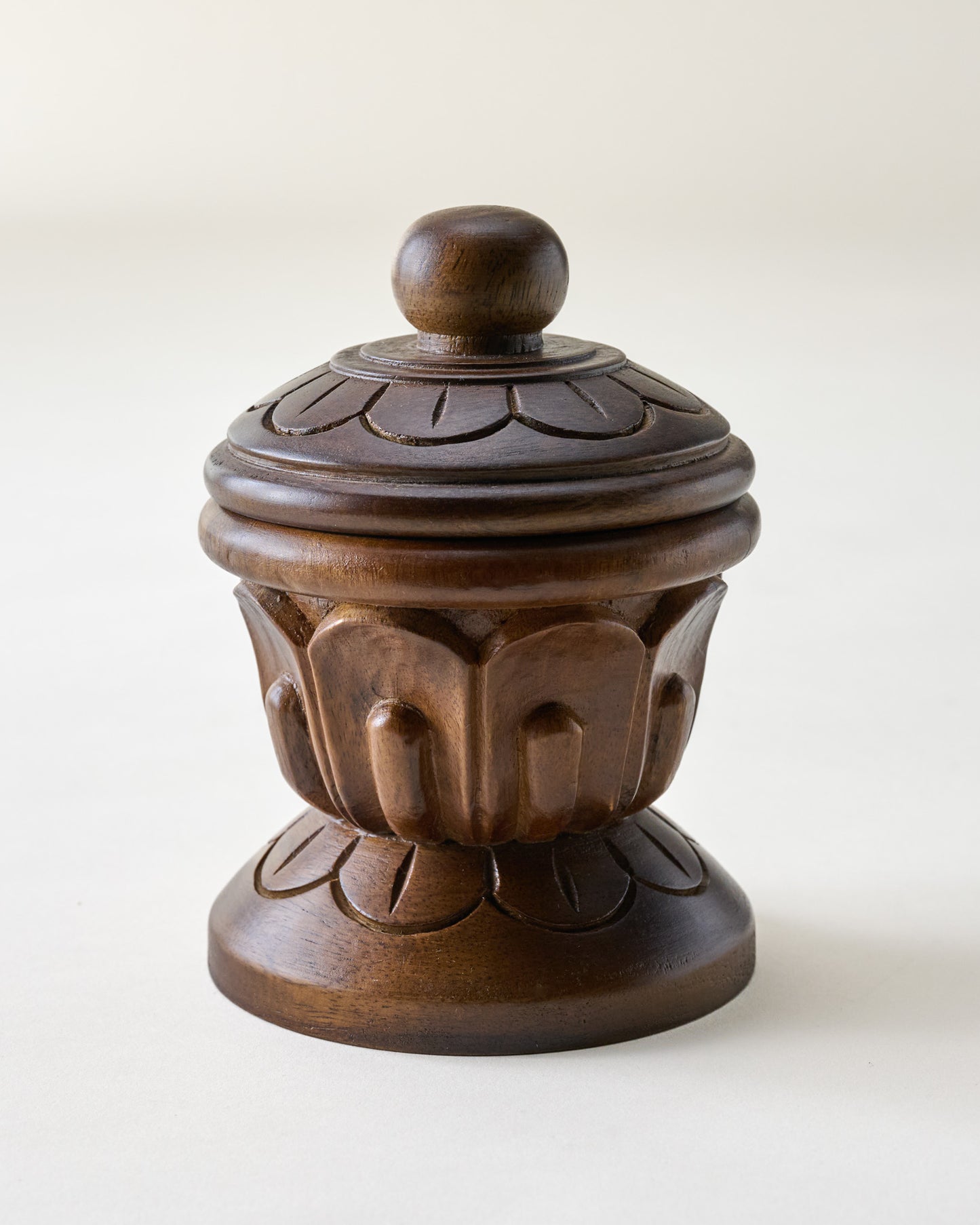 Carved Wood Finial Canister