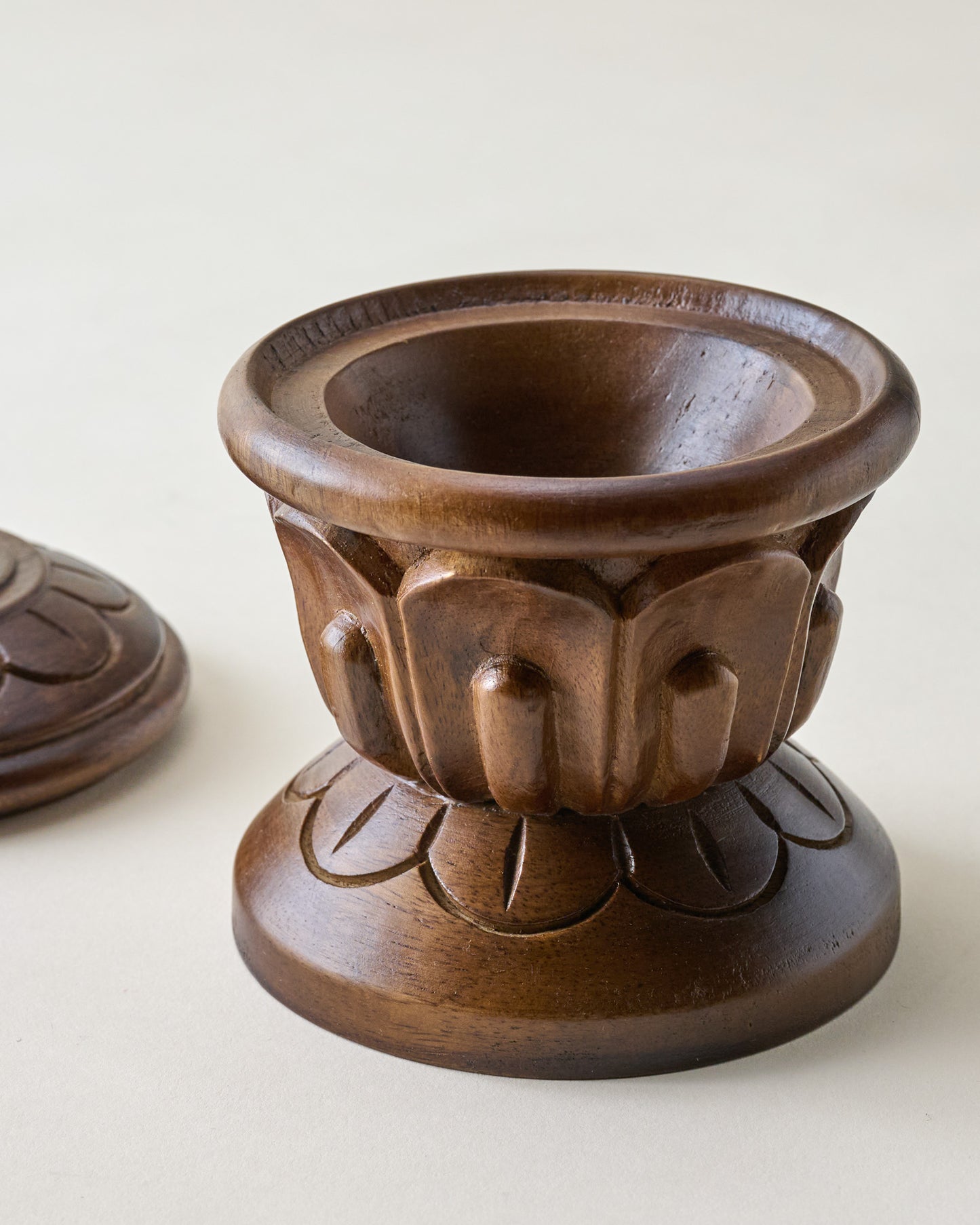 Carved Wood Finial Canister