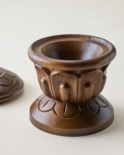 Carved Wood Finial Canister