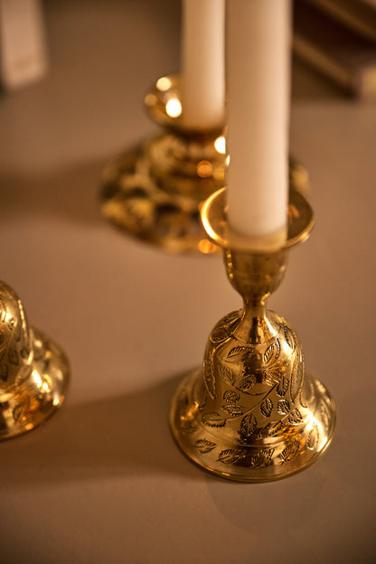 Etched Solid Brass Bell Taper Holder