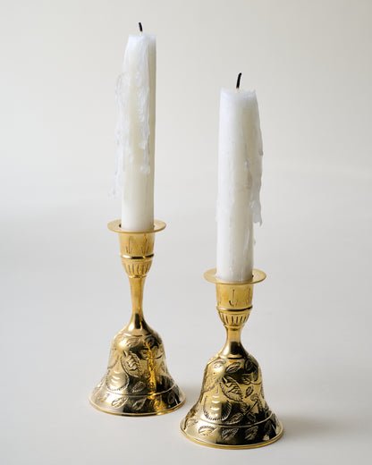 Etched Solid Brass Bell Taper Holder