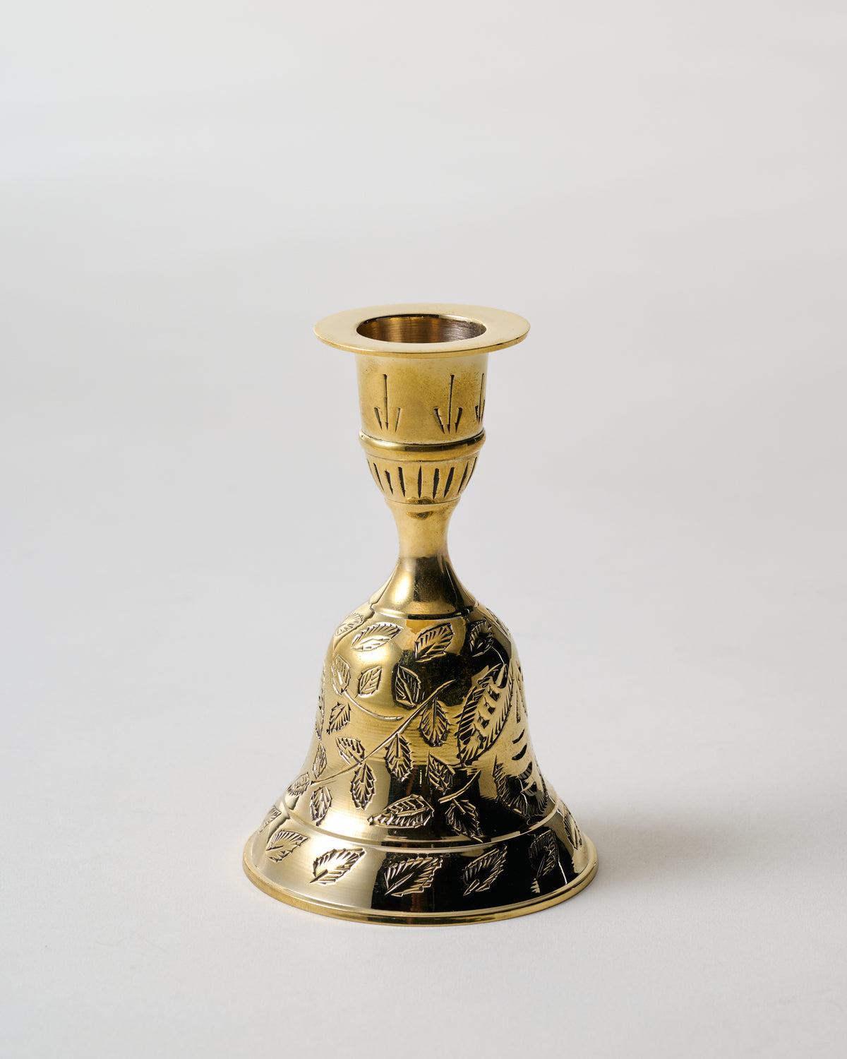 Etched Solid Brass Bell Taper Holder