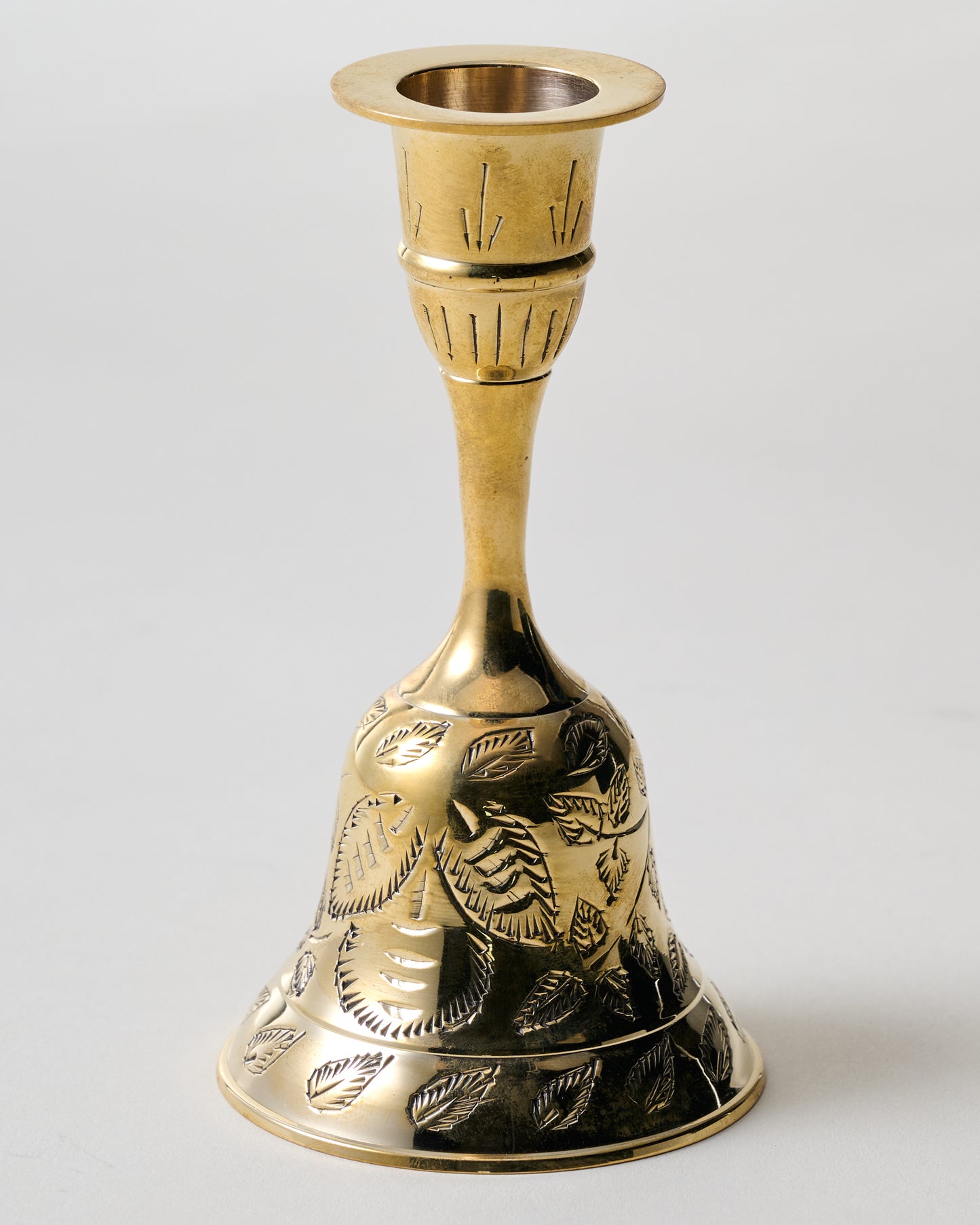 Etched Solid Brass Bell Taper Holder
